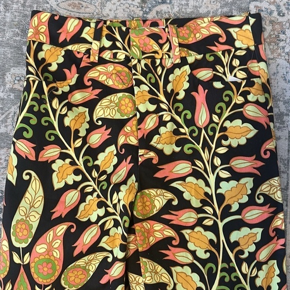 Zara Jacquard Floral Tropical Print Flare Mid Rise Stretch Trouser Pants - Picture 9 of 13